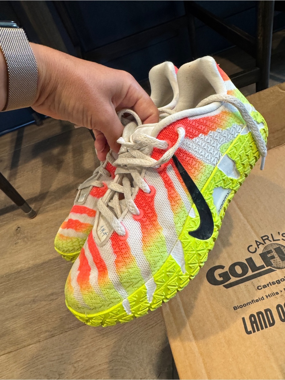 Nike Kids Ja 3 Neon Yellow & Coral Athletic Sneakers with Black Swoosh